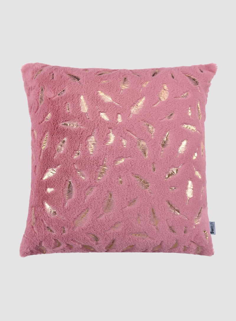 Switch Fur with Gold Feather Details, Unique Luxury Quality Decor Items for the Perfect Stylish Home Pink CUS232 - Image 1