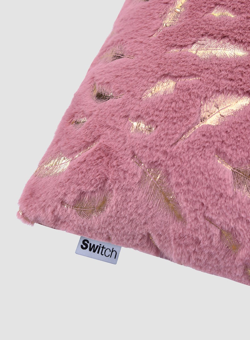 Switch Fur with Gold Feather Details, Unique Luxury Quality Decor Items for the Perfect Stylish Home Pink CUS232 - Image 3