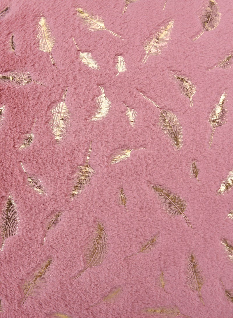 Switch Fur with Gold Feather Details, Unique Luxury Quality Decor Items for the Perfect Stylish Home Pink CUS232 - Image 4