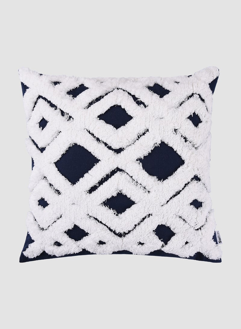 Switch Tribal Boho Woven Tufted Cushion, Unique Luxury Quality Decor Items for the Perfect Stylish Home Blue/White 45 x 45cm - Image 1