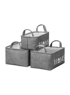 LAWAZIM 3-Piece Storage Basket Set With Printed Letters Grey 35x25x16cm  - Image 1