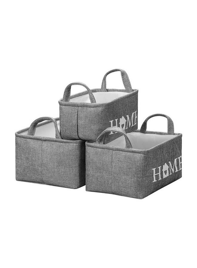 LAWAZIM - 3-Piece Storage Basket Set With Printed Letters Grey 35x25x16cm - Image 1