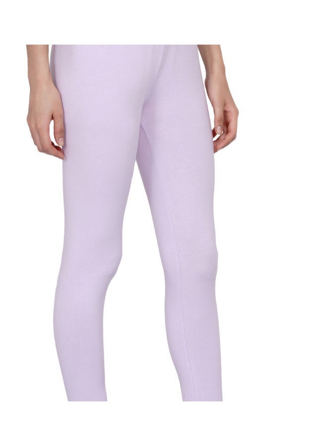 Miss London - High Waist Ultra Soft Tummy Support Stretchy Leggings Light Lavender - Image 1