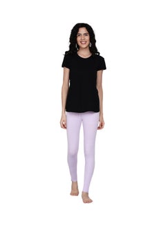 Miss London High Waist Ultra Soft Tummy Support Stretchy Leggings Light Lavender  - Image 5