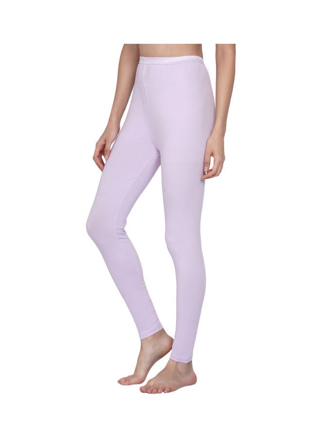 Miss London - High Waist Ultra Soft Tummy Support Stretchy Leggings Light Lavender - Image 1