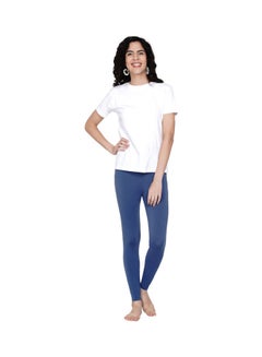 Miss London High Waist Ultra Soft Tummy Support Stretchy Leggings Blue  - Image 4