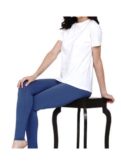 Miss London High Waist Ultra Soft Tummy Support Stretchy Leggings Blue  - Image 5