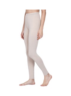 Miss London High Waist Ultra Soft Tummy Support Stretchy Leggings Cream  - Image 4