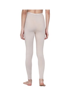 Miss London High Waist Ultra Soft Tummy Support Stretchy Leggings Cream  - Image 2