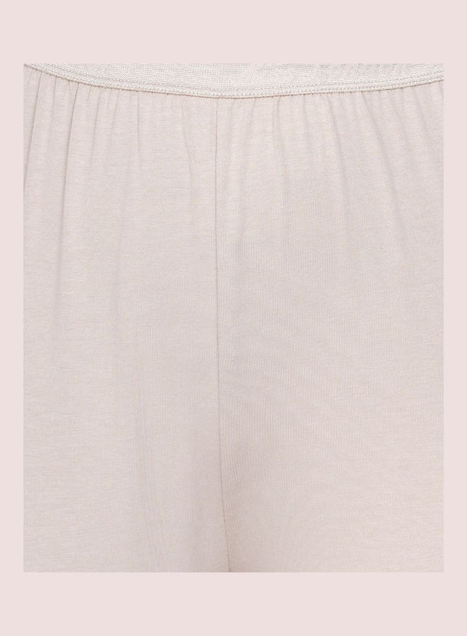 Miss London - High Waist Ultra Soft Tummy Support Stretchy Leggings Cream - Image 1