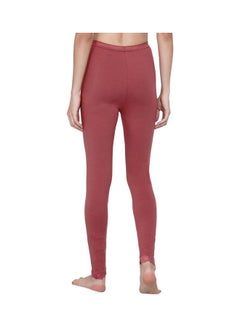 Miss London High Waist Ultra Soft Tummy Support Stretchy Leggings With Lace Brick Red  - Image 2