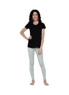 Miss London High Waist Ultra Soft Tummy Support Stretchy Leggings Green  - Image 3