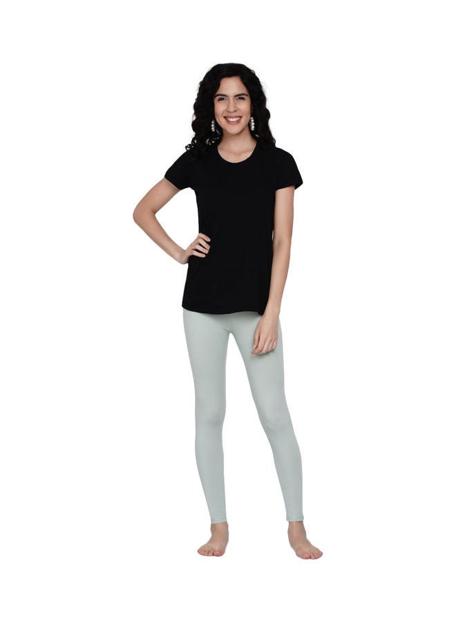 Miss London - High Waist Ultra Soft Tummy Support Stretchy Leggings Green - Image 1