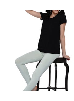 Miss London High Waist Ultra Soft Tummy Support Stretchy Leggings Green  - Image 5