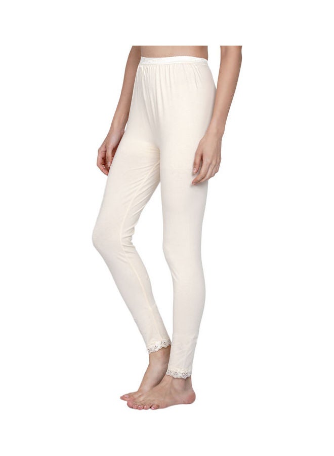 High Waist Ultra Soft Tummy Support Stretchy Leggings With Lace Cream - v1630992140/N50687599V_4