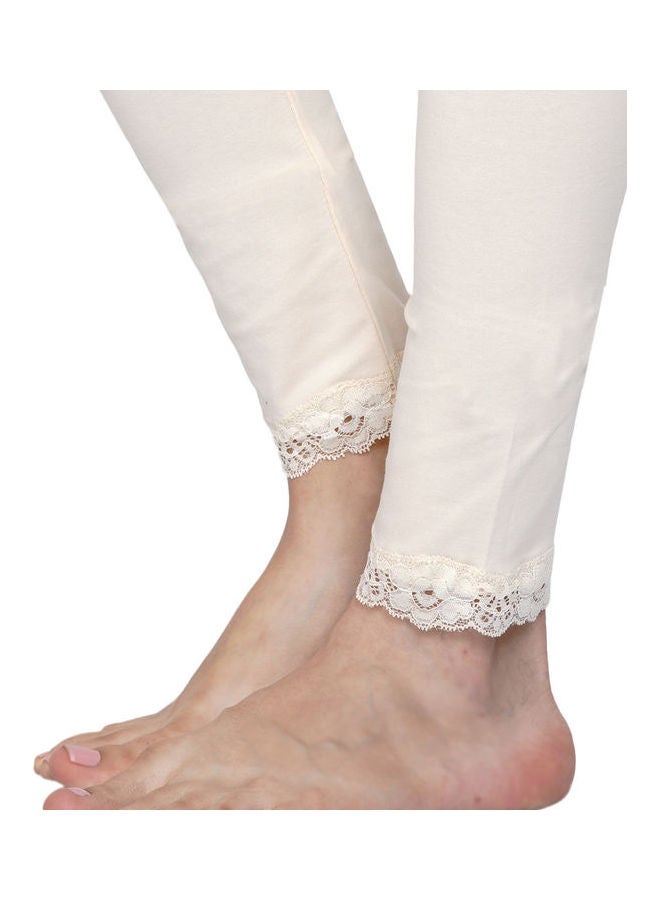 High Waist Ultra Soft Tummy Support Stretchy Leggings With Lace Cream - v1630992140/N50687599V_7