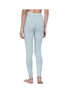 Miss London High Waist Ultra Soft Tummy Support Stretchy Leggings With Lace Tea Green/Blue  - Image 2