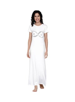 Miss London Casual Full Length Half Sleeve Night Gown White  - Image 1