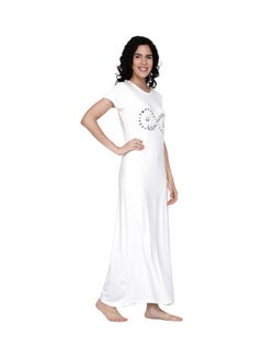 Miss London Casual Full Length Half Sleeve Night Gown White  - Image 3