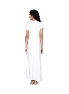 Miss London Casual Full Length Half Sleeve Night Gown White  - Image 2