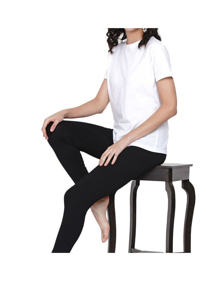 Miss London - High Waist Ultra Soft Tummy Support Stretchy Leggings Black - Image 1