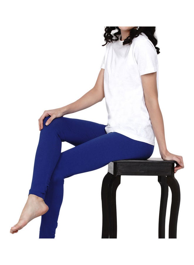 Miss London - High Waist Ultra Soft Tummy Support Stretchy Leggings Imperial Blue - Image 1