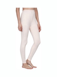 Miss London High Waist Ultra Soft Tummy Support Stretchy Leggings Warm Ivory  - Image 3