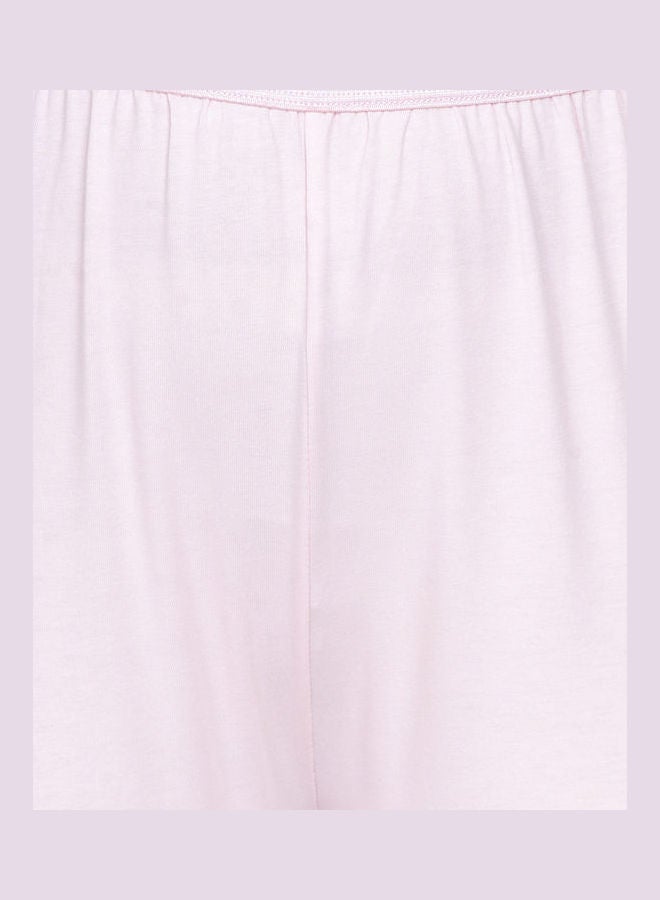 Miss London - High Waist Ultra Soft Tummy Support Stretchy Leggings With Lace Baby Pink - Image 1