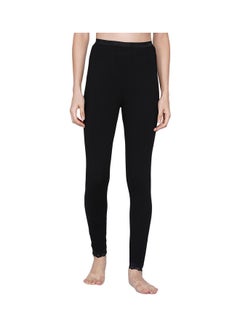 Miss London High Waist Ultra Soft Tummy Support Stretchy Leggings With Lace Black  - Image 1