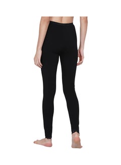 Miss London High Waist Ultra Soft Tummy Support Stretchy Leggings With Lace Black  - Image 2