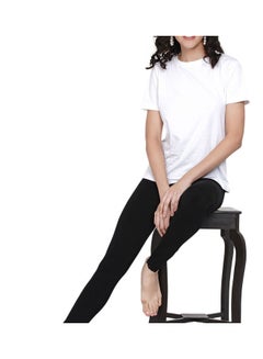 Miss London High Waist Ultra Soft Tummy Support Stretchy Leggings With Lace Black  - Image 4