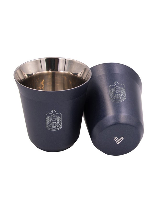 ROVATTI 2-Piece Set Pola UAE Stainless Steel Cup Dark Blue 175ml  - Image 1