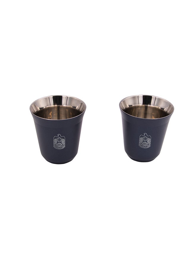 ROVATTI 2-Piece Set Pola UAE Stainless Steel Cup Dark Blue 175ml  - Image 4