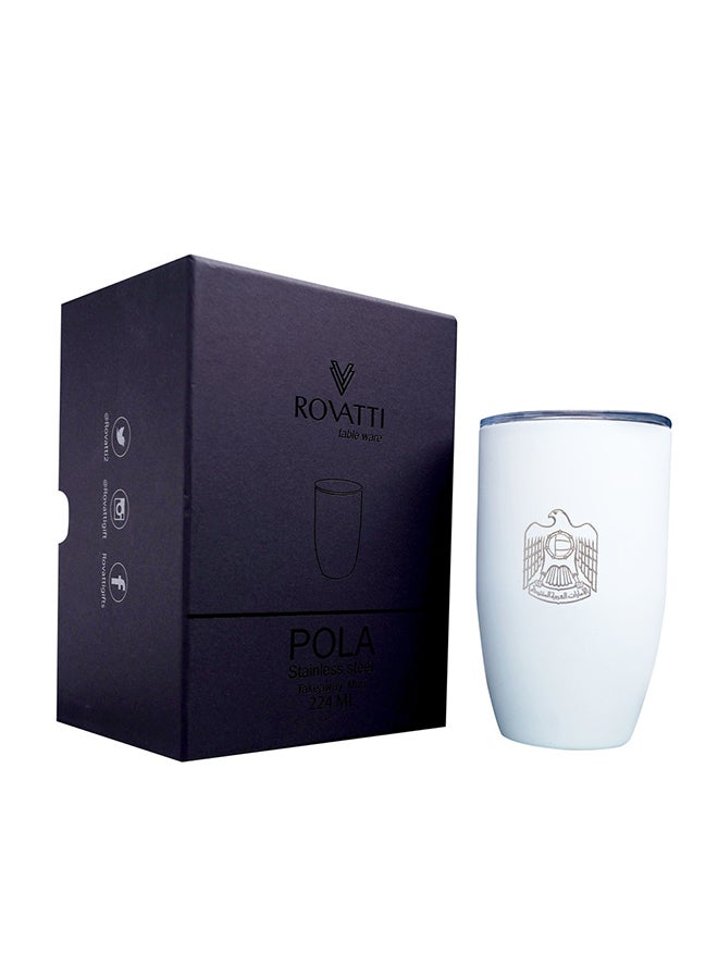 ROVATTI 1-Piece Pola Stainless Steel Take Away Mug UAE White 224ml - Image 3