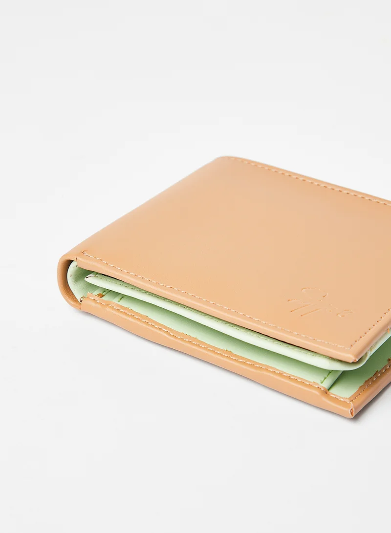 STATE 8 Two-Tone Tri-Fold Wallet Beige