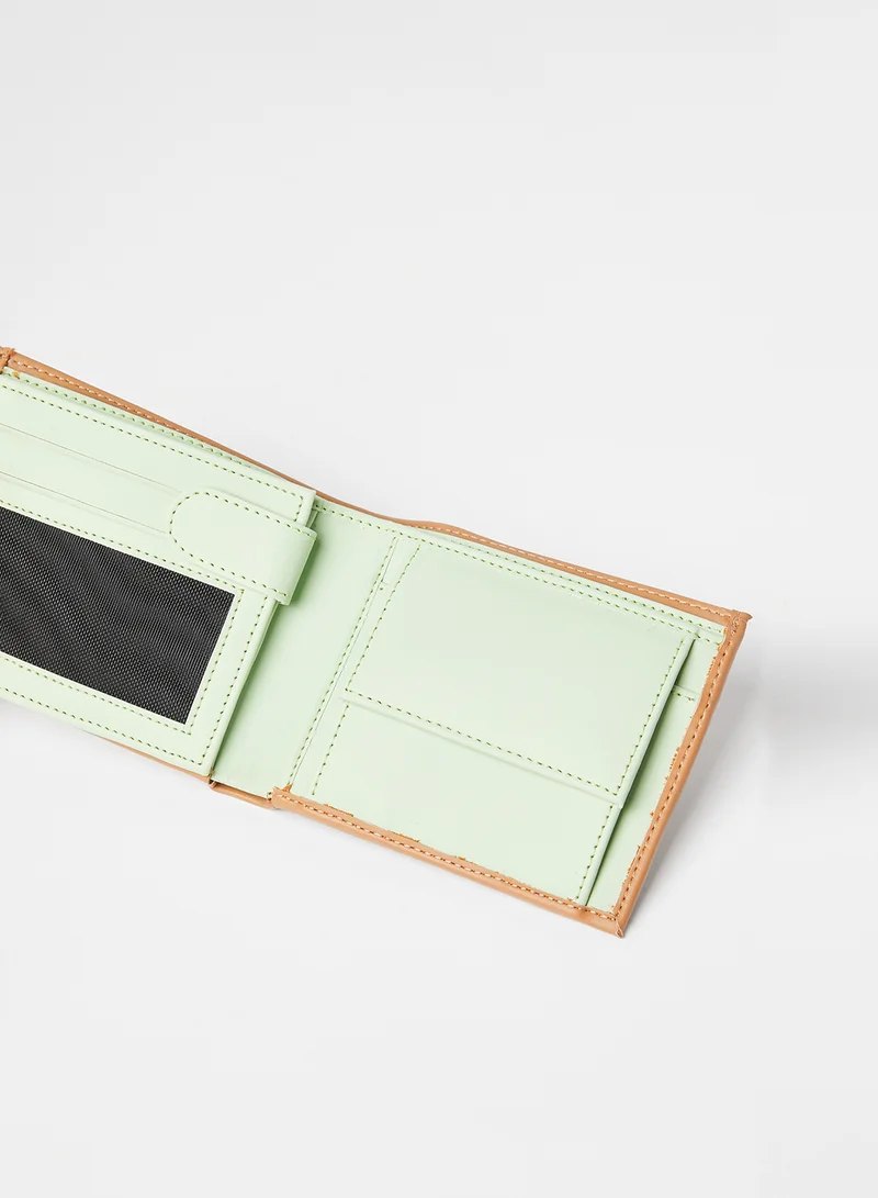 STATE 8 Two-Tone Tri-Fold Wallet Beige