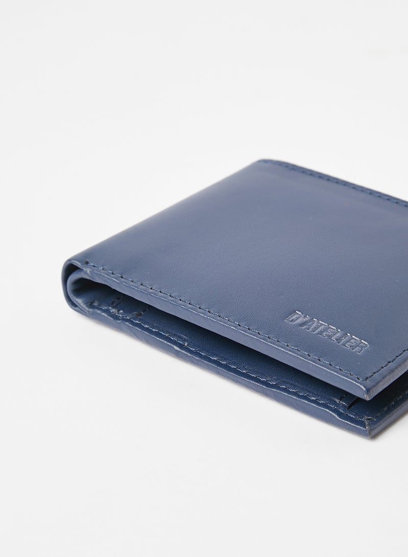 Sivvi x D'Atelier Leather Bi-Fold Wallet Navy - Image 3