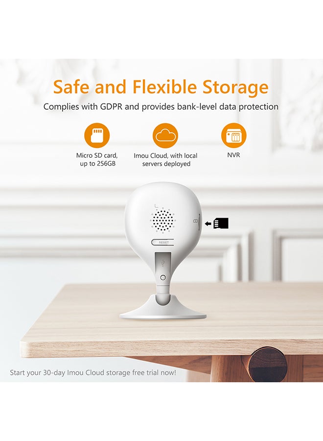 WiFi Security Camera (White)/ Up to 256GB SD Card Support/ 1080P Full HD/ Human Detection/ 2-Way Audio/ Night Vision/ Abnormal Sound Alarm/ Baby & Pet Monitor/ Siren/ Alexa Google Assistant Cue2C - v1630995073/N50655951A_5