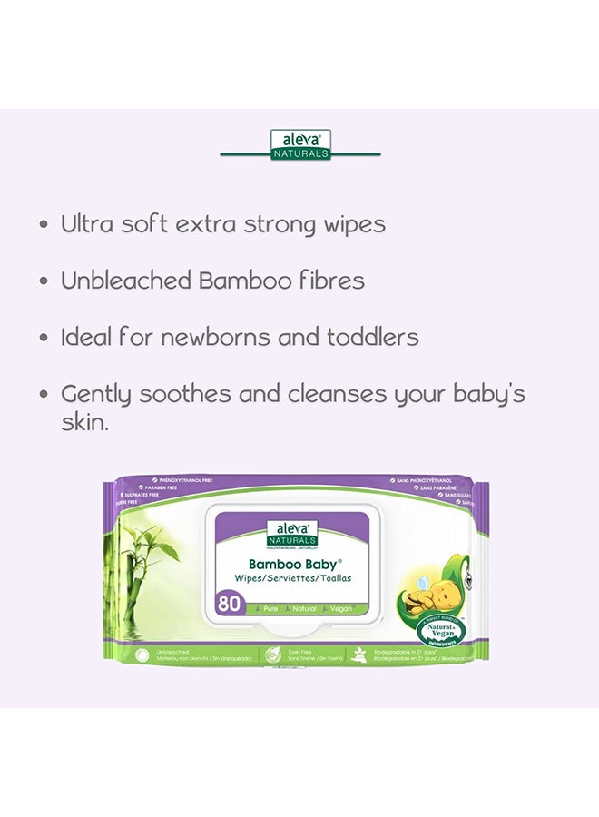 Aleva Naturals Bamboo Baby Wipes 6 Packs x 80 Wipes, 480 Count  - Image 3