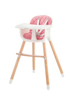 Kinderkraft Highchair Sienna, Baby Chair, Ergonomic, Easy To Clean, Wooden Legs, Non - Slip Pads, Removable Tray, For Toddler, From 6 Month To 5 Years, Pink  - Image 1