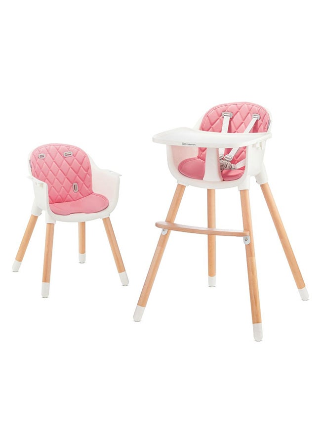 كيندركرافت كرسي أطفال مريح وسهل التنظيف بأرجل خشبية ووسادات مانعة للانزلاق وصينية قابلة للإزالة للأطفال حديثي المشي، من 6 أشهر إلى 5 سنوات، لون وردي - Image 2