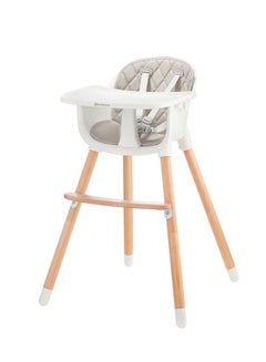 Kinderkraft Highchair Sienna, Baby Chair, Ergonomic, Easy To Clean, Wooden Legs, Non - Slip Pads, Removable Tray, For Toddler, From 6 Month To 5 Years, Grey  - Image 1