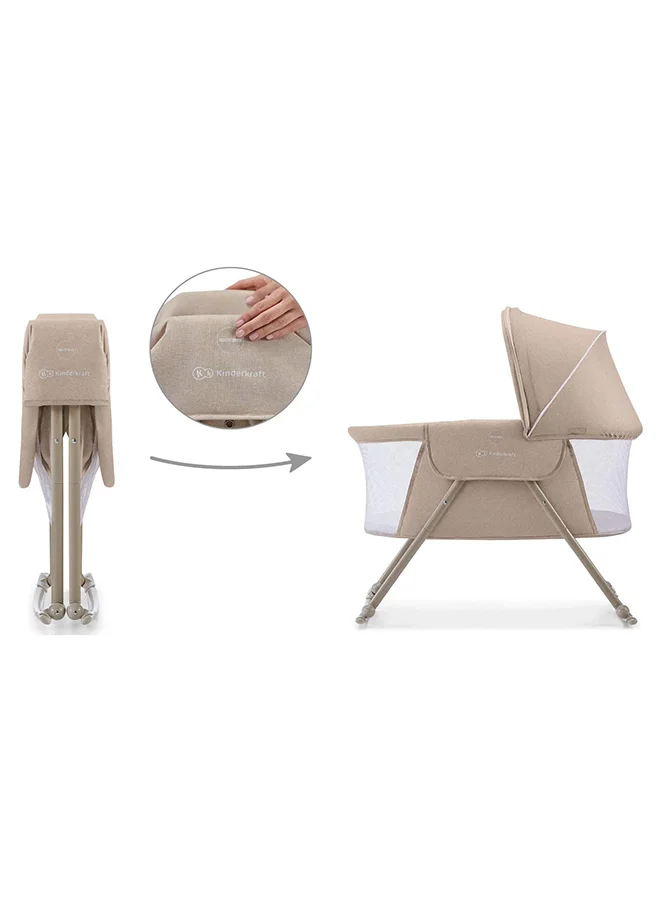 كيندركرافت Baby Crib 3 - In - 1 Lovi With Adjustable Canopy And Accessories For Newborn, 0 - 9, Beige