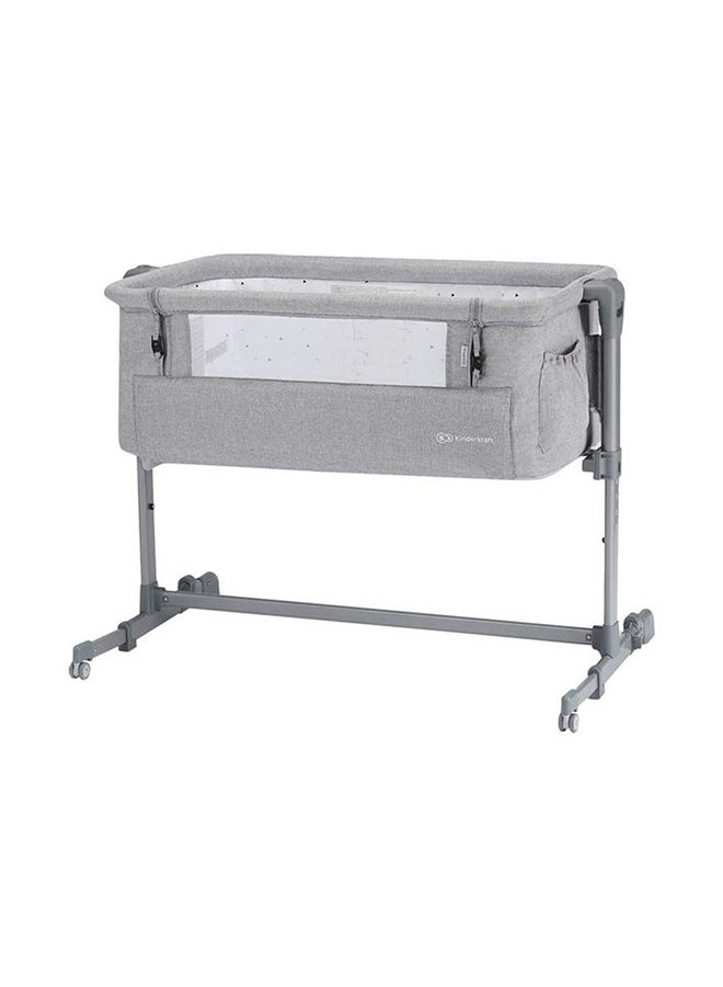 Kinderkraft Bedside Crib Neste Up, Travel Cot, Sleeping Bed, Ajustable Height, Foldable Side Wall, Transport Wheels With Accessories, Cotton Sheet For Newborn 0 To 9 Kg, Up To 6 Month - Grey - v1630998204/N47531403A_1