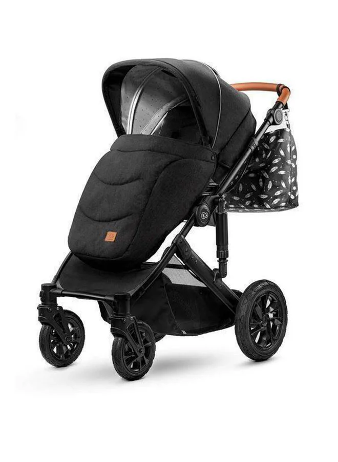 Kinderkraft 3 In 1 Prime Travel System With Accessories Black,Compact Folding, Reclining Stroller Seat, 5-Point Safety Harnerss, 0+ months up to 22kg, Car Seat with 3-Point Safety Harness with Sunshield