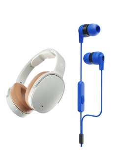 Skullcandy Hesh ANC Over-Ear Wireless Headphones With Free Inkd+ In-Ear Wired Earphones And Microphone White/Cobalt Blue  - Image 1