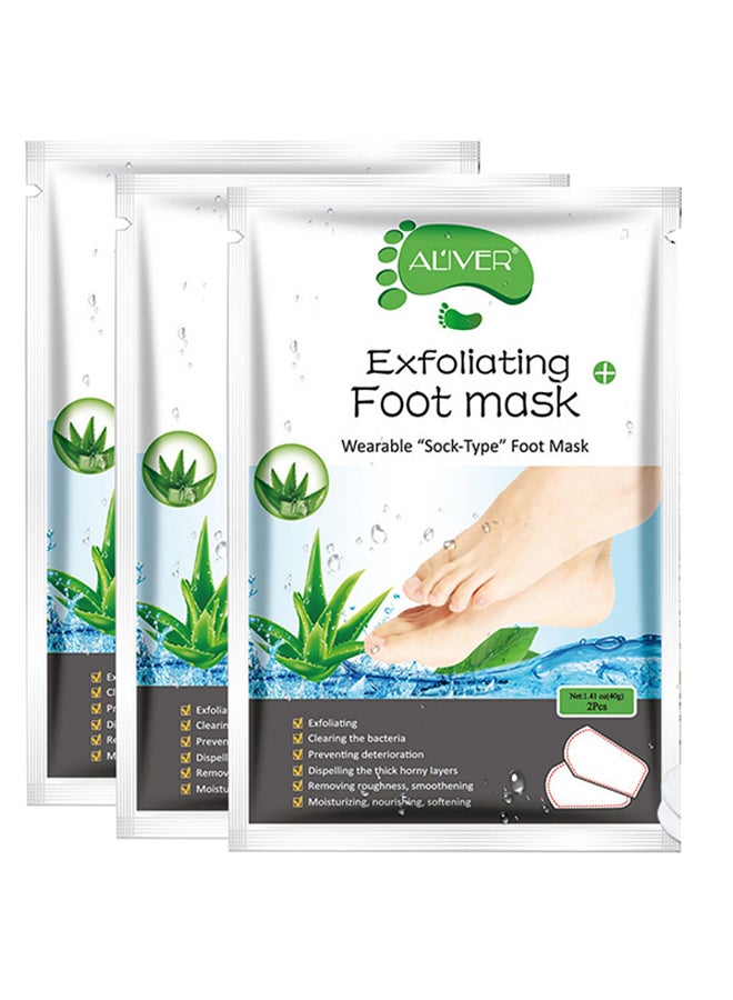ALIVER 3-Piece Exfoliating Foot Mask Green 16.5x12x0.3cm  - Image 1