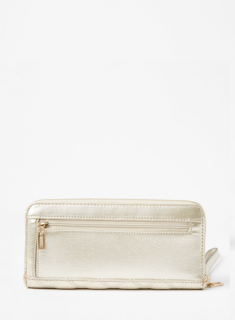 GUESS - Cessily Quilted Zip Around Wallet Champagne - Image 1