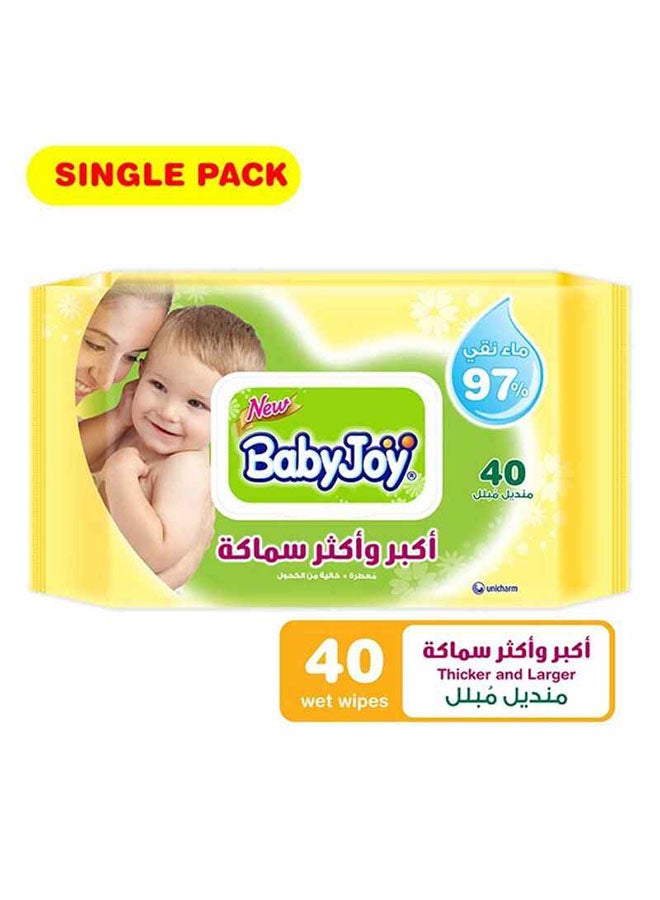بيبي جوي مناديل مبللة سميكة وكبيرة ومعطرة، 40 منديل  - Image 1