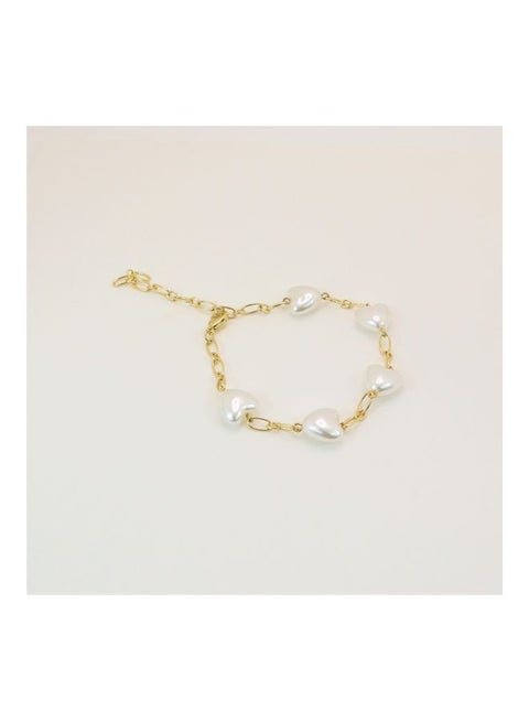 Pristine - Imitation Pearl Peach Heart Bracelet